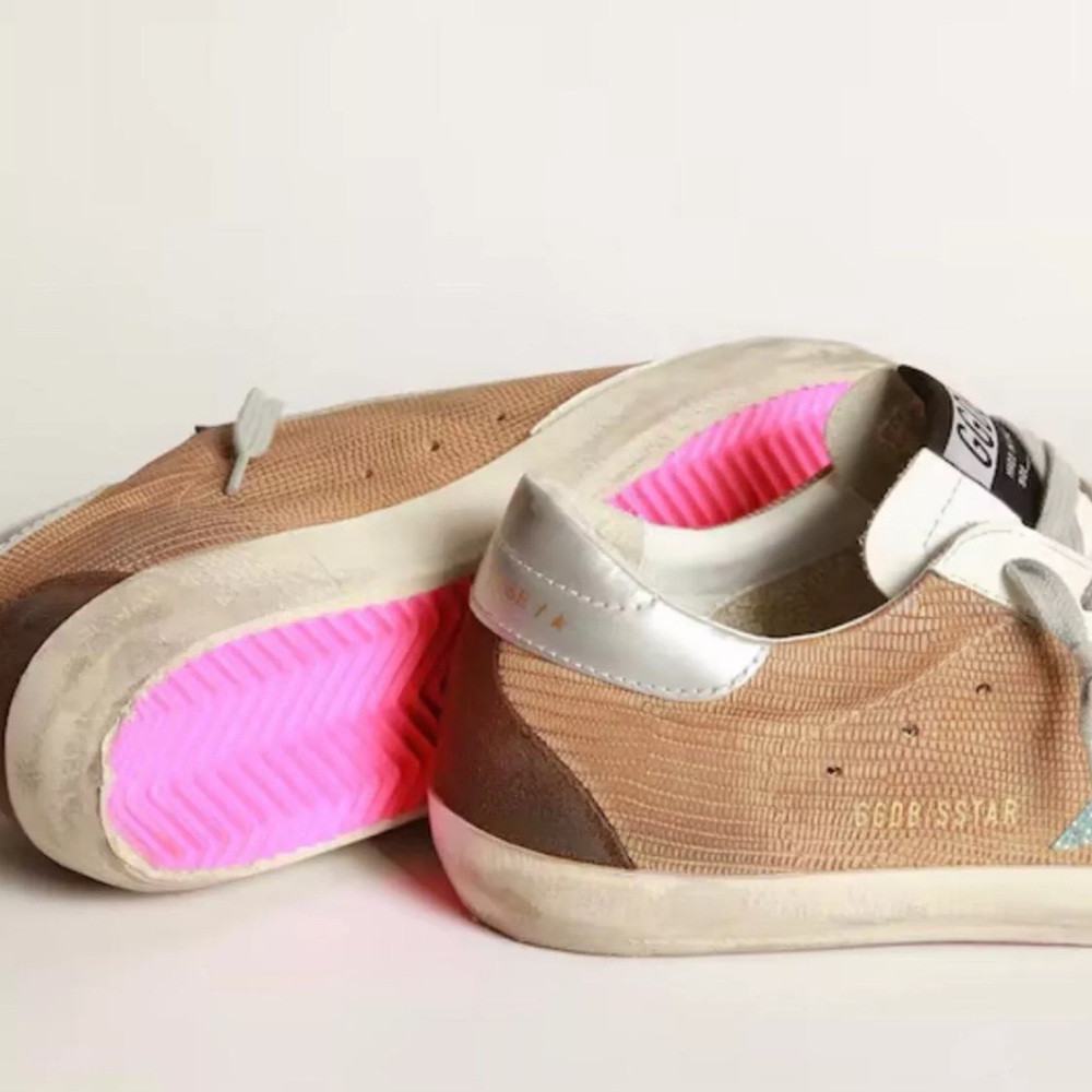 Golden Goose Sneaker Superstar in Brown and Light Blue Glitter, size 39 - Picture 3 of 9
